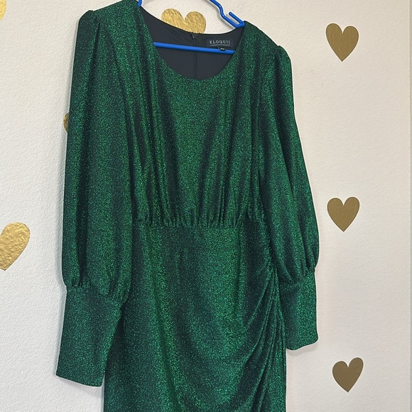 ELOQUII Green sparkle, maxi dress with wrapped skirt Size 18 EUC - Picture 3 of 4